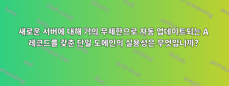 새로운 서버에 대해 거의 무제한으로 자동 업데이트되는 A 레코드를 갖춘 단일 도메인의 실용성은 무엇입니까?