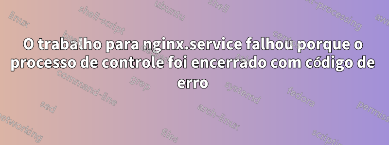 O trabalho para nginx.service falhou porque o processo de controle foi encerrado com código de erro