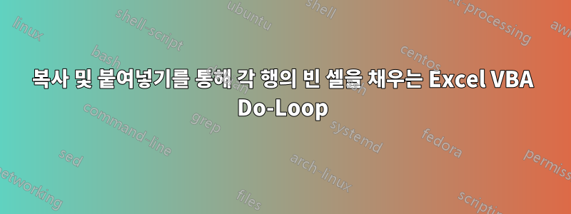 복사 및 붙여넣기를 통해 각 행의 빈 셀을 채우는 Excel VBA Do-Loop