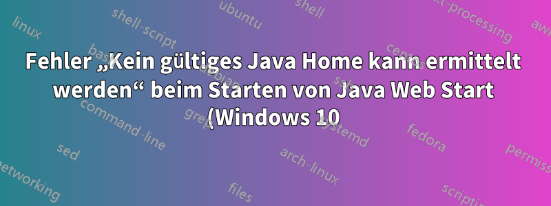 Fehler „Kein gültiges Java Home kann ermittelt werden“ beim Starten von Java Web Start (Windows 10)