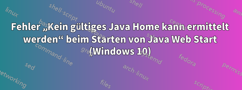 Fehler „Kein gültiges Java Home kann ermittelt werden“ beim Starten von Java Web Start (Windows 10)