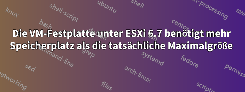 Die VM-Festplatte unter ESXi 6.7 benötigt mehr Speicherplatz als die tatsächliche Maximalgröße