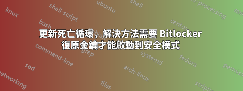 更新死亡循環,解決方法需要 Bitlocker 復原金鑰才能啟動到安全模式