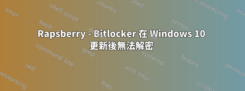 Rapsberry - Bitlocker 在 Windows 10 更新後無法解密