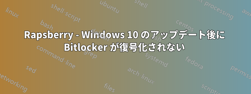 Rapsberry - Windows 10 のアップデート後に Bitlocker が復号化されない