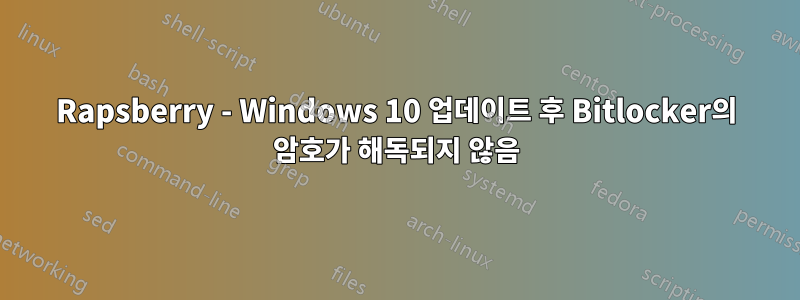 Rapsberry - Windows 10 업데이트 후 Bitlocker의 암호가 해독되지 않음