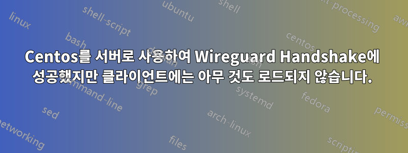 Centos를 서버로 사용하여 Wireguard Handshake에 성공했지만 클라이언트에는 아무 것도 로드되지 않습니다.
