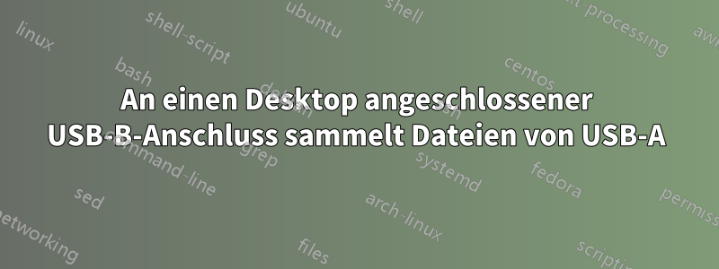 An einen Desktop angeschlossener USB-B-Anschluss sammelt Dateien von USB-A
