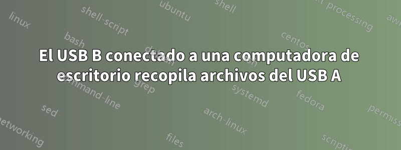 El USB B conectado a una computadora de escritorio recopila archivos del USB A