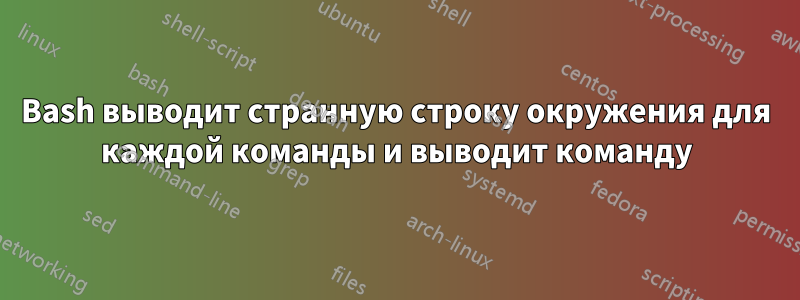 Bash выводит странную строку окружения для каждой команды и выводит команду
