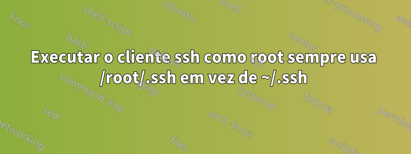 Executar o cliente ssh como root sempre usa /root/.ssh em vez de ~/.ssh