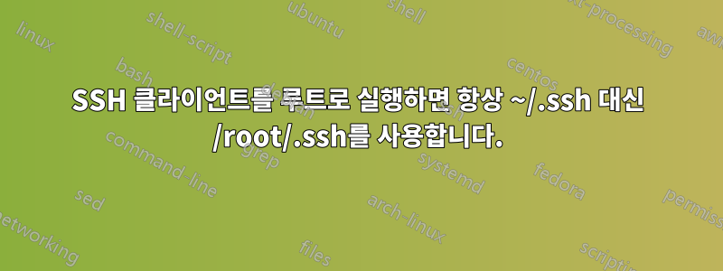 SSH 클라이언트를 루트로 실행하면 항상 ~/.ssh 대신 /root/.ssh를 사용합니다.