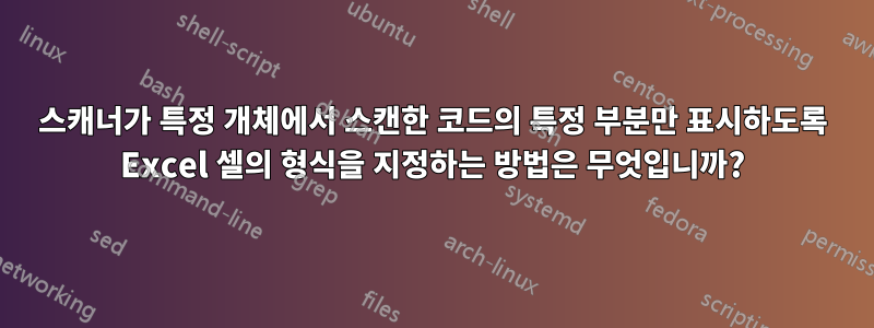 스캐너가 특정 개체에서 스캔한 코드의 특정 부분만 표시하도록 Excel 셀의 형식을 지정하는 방법은 무엇입니까?