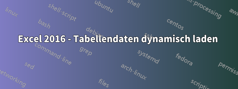 Excel 2016 - Tabellendaten dynamisch laden