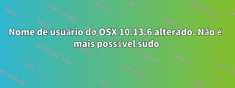 Nome de usuário do OSX 10.13.6 alterado. Não é mais possível sudo