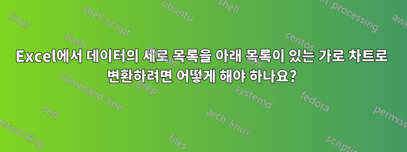 Excel에서 데이터의 세로 목록을 아래 목록이 있는 가로 차트로 변환하려면 어떻게 해야 하나요?