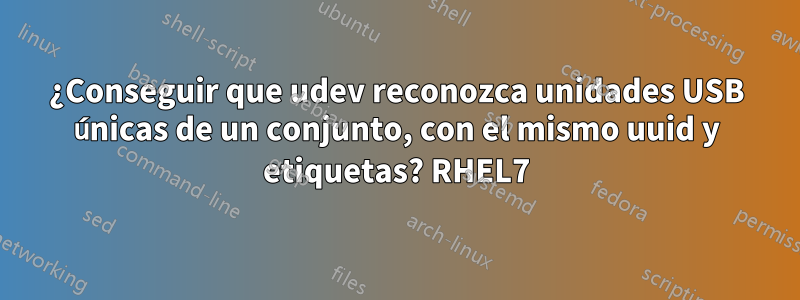 ¿Conseguir que udev reconozca unidades USB únicas de un conjunto, con el mismo uuid y etiquetas? RHEL7