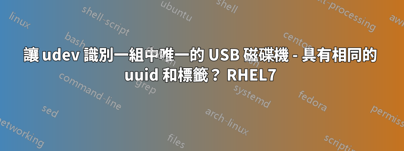 讓 udev 識別一組中唯一的 USB 磁碟機 - 具有相同的 uuid 和標籤？ RHEL7