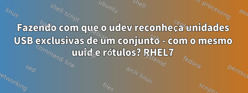 Fazendo com que o udev reconheça unidades USB exclusivas de um conjunto - com o mesmo uuid e rótulos? RHEL7