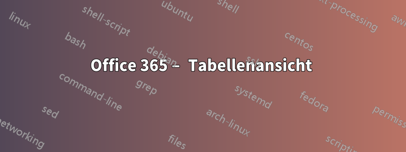 Office 365 – Tabellenansicht