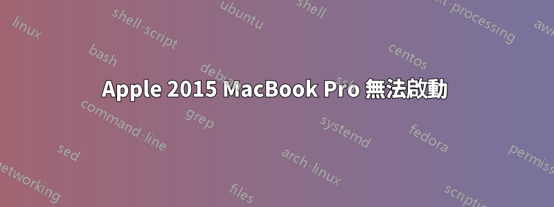 Apple 2015 MacBook Pro 無法啟動