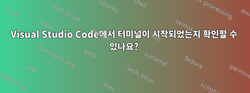 Visual Studio Code에서 터미널이 시작되었는지 확인할 수 있나요?