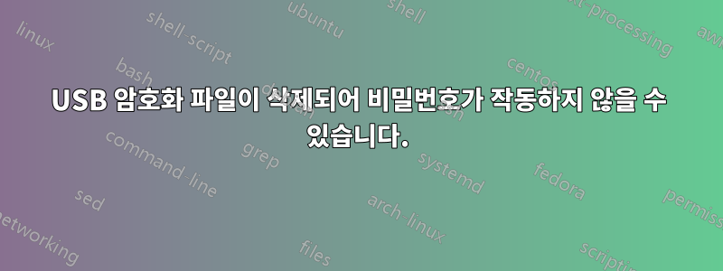 USB 암호화 파일이 삭제되어 비밀번호가 작동하지 않을 수 있습니다.