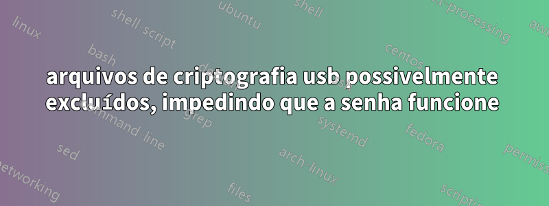 arquivos de criptografia usb possivelmente excluídos, impedindo que a senha funcione