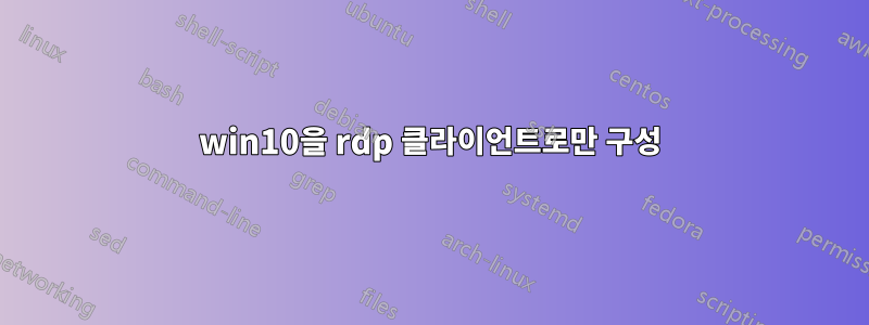 win10을 rdp 클라이언트로만 구성