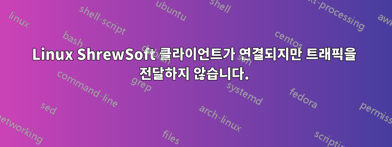 Linux ShrewSoft 클라이언트가 연결되지만 트래픽을 전달하지 않습니다.