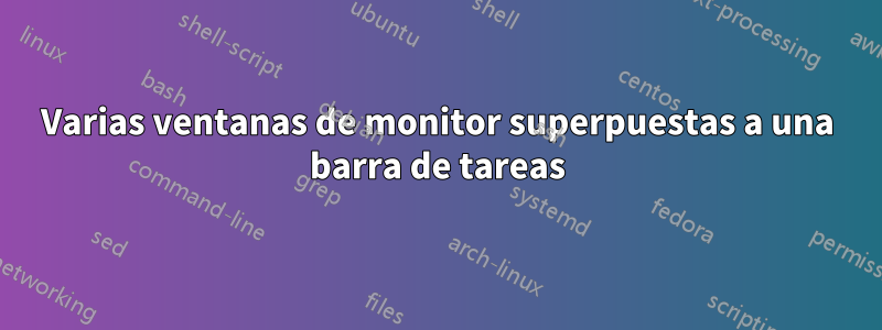 Varias ventanas de monitor superpuestas a una barra de tareas