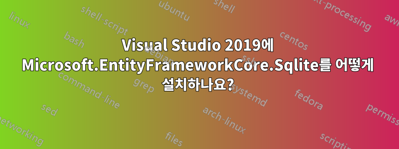 Visual Studio 2019에 Microsoft.EntityFrameworkCore.Sqlite를 어떻게 설치하나요?