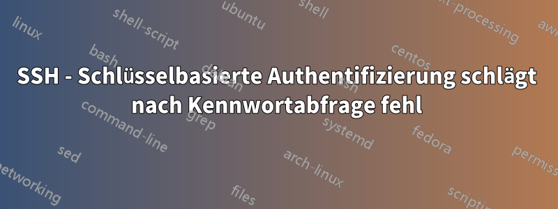 SSH - Schlüsselbasierte Authentifizierung schlägt nach Kennwortabfrage fehl