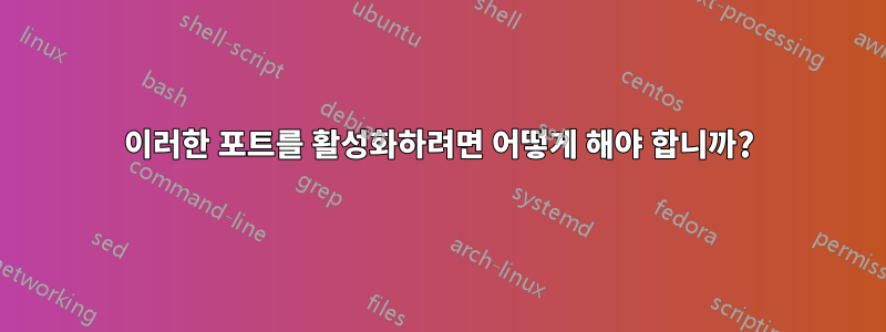 이러한 포트를 활성화하려면 어떻게 해야 합니까?