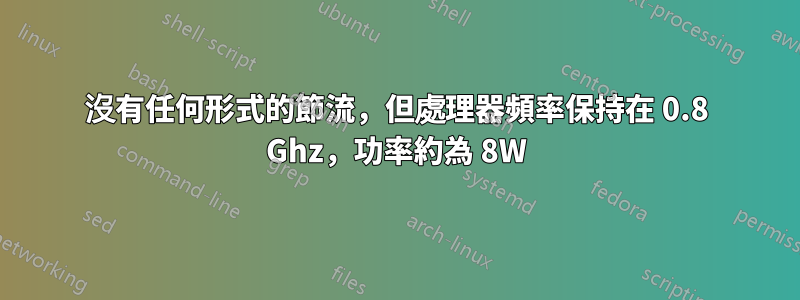 沒有任何形式的節流，但處理器頻率保持在 0.8 Ghz，功率約為 8W