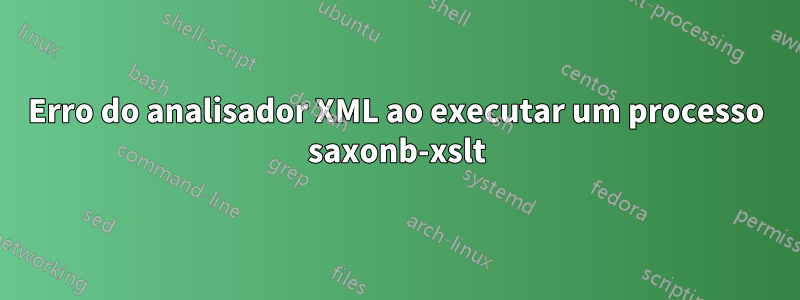 Erro do analisador XML ao executar um processo saxonb-xslt