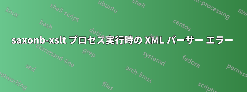 saxonb-xslt プロセス実行時の XML パーサー エラー