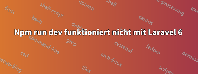 Npm run dev funktioniert nicht mit Laravel 6