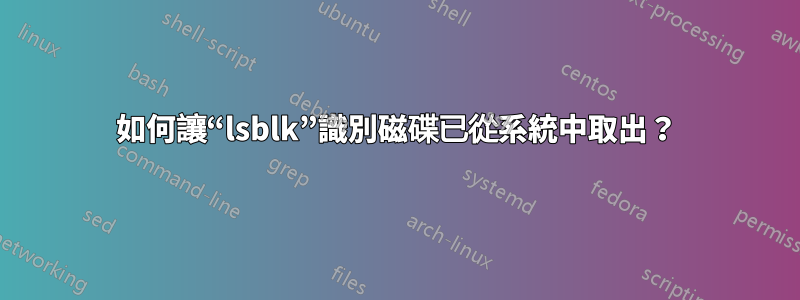 如何讓“lsblk”識別磁碟已從系統中取出？