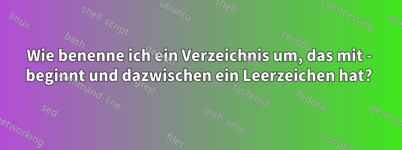 Wie benenne ich ein Verzeichnis um, das mit - beginnt und dazwischen ein Leerzeichen hat?