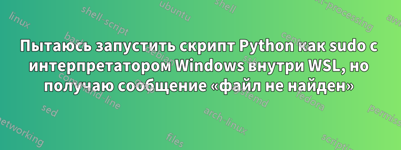 Пытаюсь запустить скрипт Python как sudo с интерпретатором Windows внутри WSL, но получаю сообщение «файл не найден»