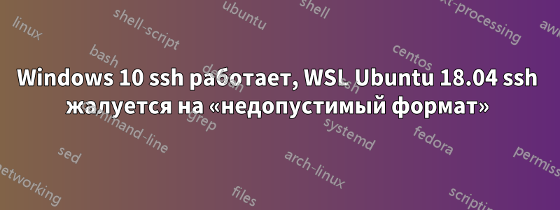 Windows 10 ssh работает, WSL Ubuntu 18.04 ssh жалуется на «недопустимый формат»