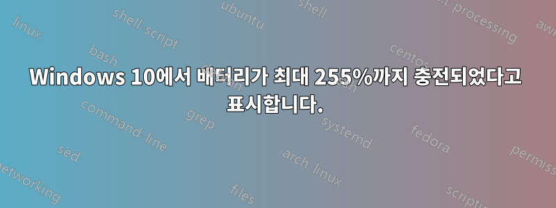 Windows 10에서 배터리가 최대 255%까지 충전되었다고 표시합니다.