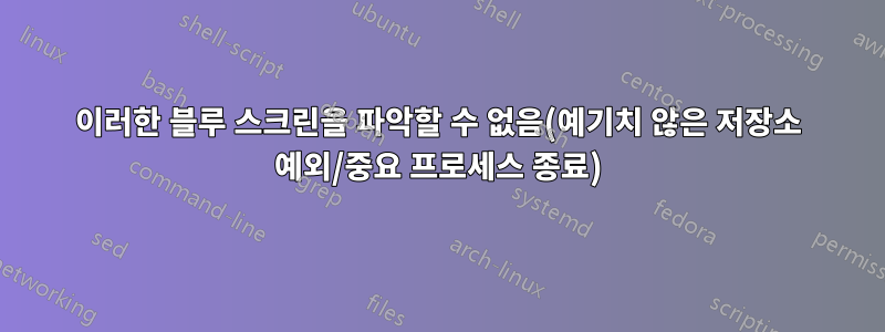 이러한 블루 스크린을 파악할 수 없음(예기치 않은 저장소 예외/중요 프로세스 종료)