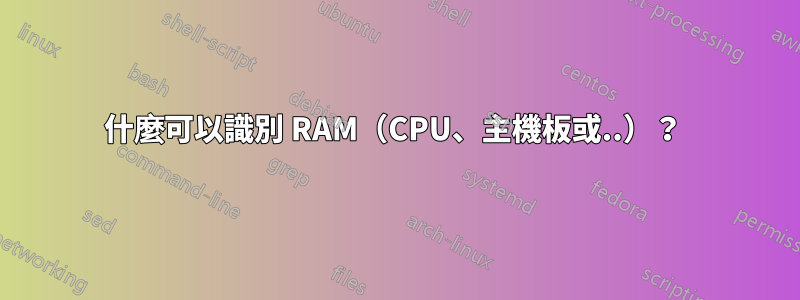 什麼可以識別 RAM（CPU、主機板或..）？ 