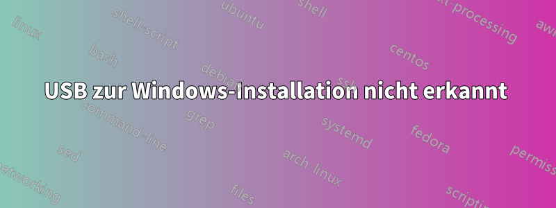 USB zur Windows-Installation nicht erkannt