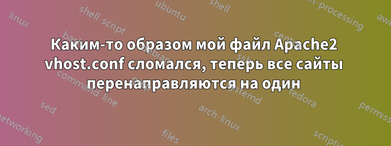 Каким-то образом мой файл Apache2 vhost.conf сломался, теперь все сайты перенаправляются на один