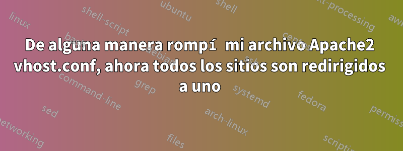 De alguna manera rompí mi archivo Apache2 vhost.conf, ahora todos los sitios son redirigidos a uno