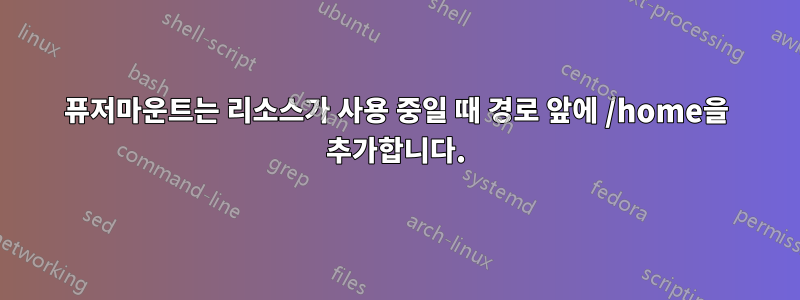 퓨저마운트는 리소스가 사용 중일 때 경로 앞에 /home을 추가합니다.