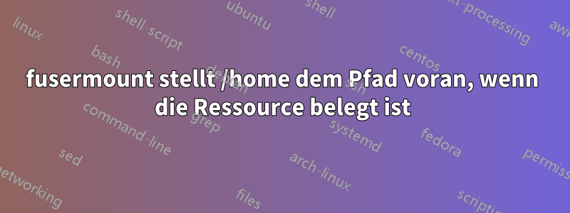 fusermount stellt /home dem Pfad voran, wenn die Ressource belegt ist